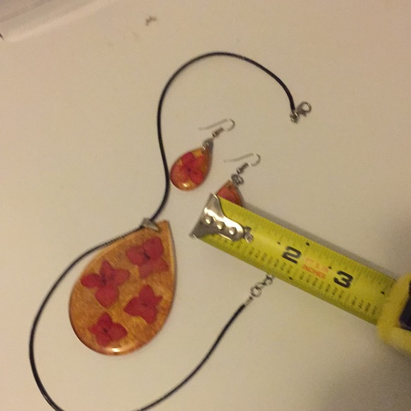 Orange Flower Black Cord and Silver Clasp Set - Picture 12 of 12